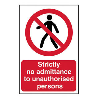 Scan SCA4052 No Admittance to Unauthorised Person 400 x 600mm Sign Murdock Builders Merchants