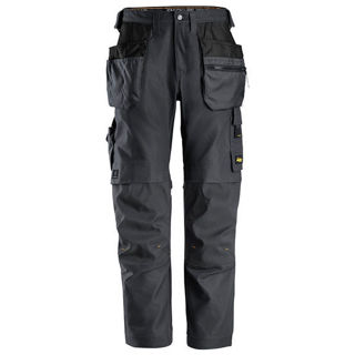 Snickers 6224 AllRoundWork Canvas Stretch Work Holster Pocket Trousers Grey Murdock Builders Merchants