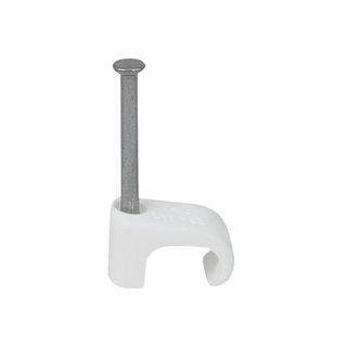 Tillex Cable Clip Flat 5 x 8 White 2.0 x 25mm (Pack of 100) Murdock Builders Merchants