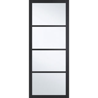 Ailesbury Black 4 Panel 44mm Clear Glass Door Murdock Builders Merchants