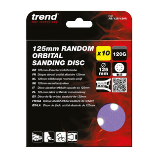 Trend 125mm 120 Grit Random Orbital Sanding Discs (10 Pack) Murdock Builders Merchants