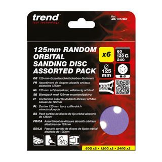 Trend 125mm 60G/120G/240G Random Orbital Sanding Discs (6 Pack) Murdock Builders Merchants